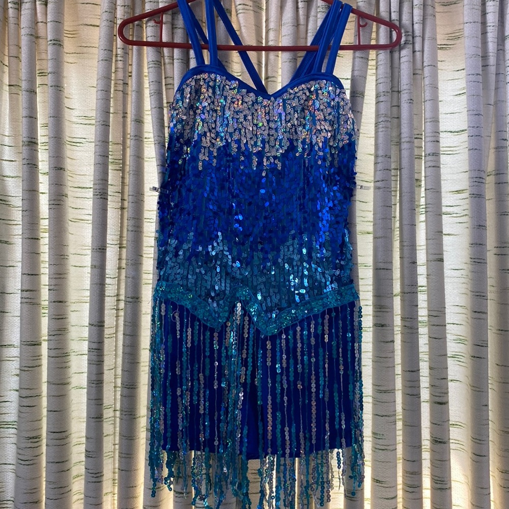 One piece shorts Sequins top with sequin fringe